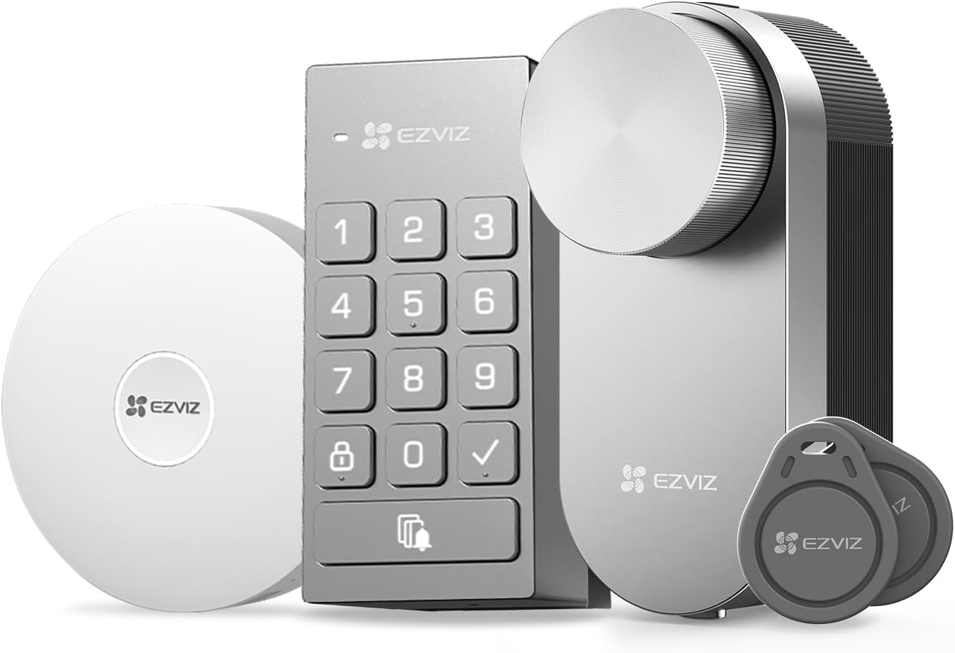 Cerradura EZVIZ con teclado, llaveros y interior